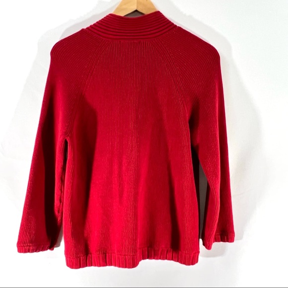 TALBOTS🎄 Cropped Red Sweater with mock turtleneck with tie collar MP - Picture 5 of 13